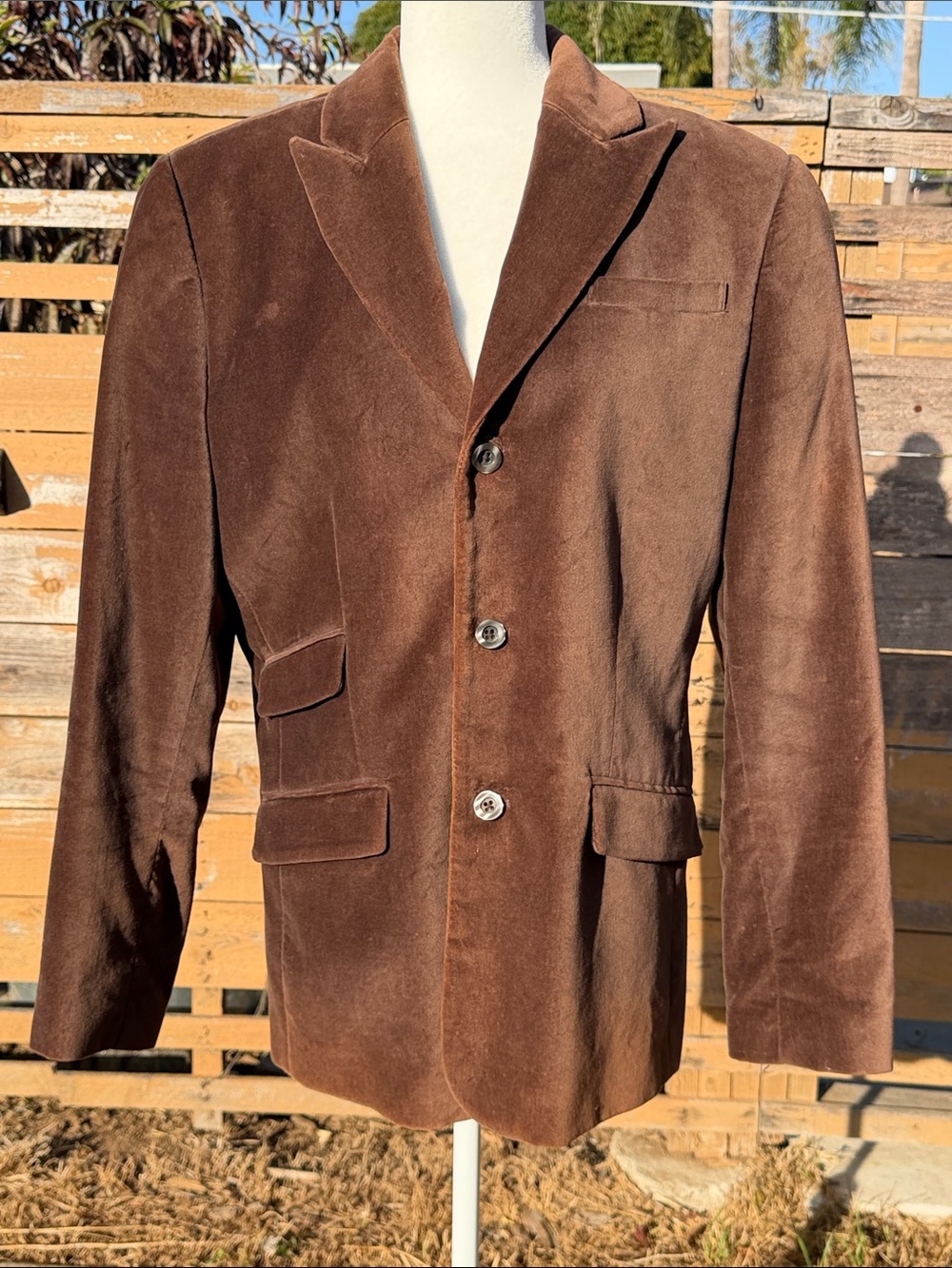 Vintage Men’s Brown Velvet Blazer - Classic Single-Breasted Jacket